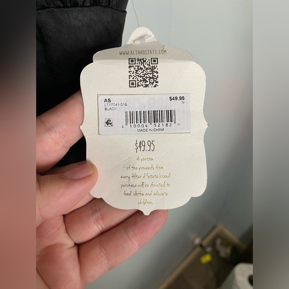 Altar'd State Black Corset Crop Top Adjustable Straps Size Medium Tie Front - Picture 3 of 7